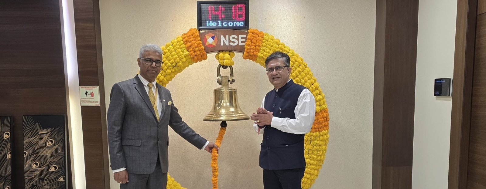 High Commissioner Mr. Manish  rang the ceremonial bell at the National Stock Exchange of India during his visit to the exchange.