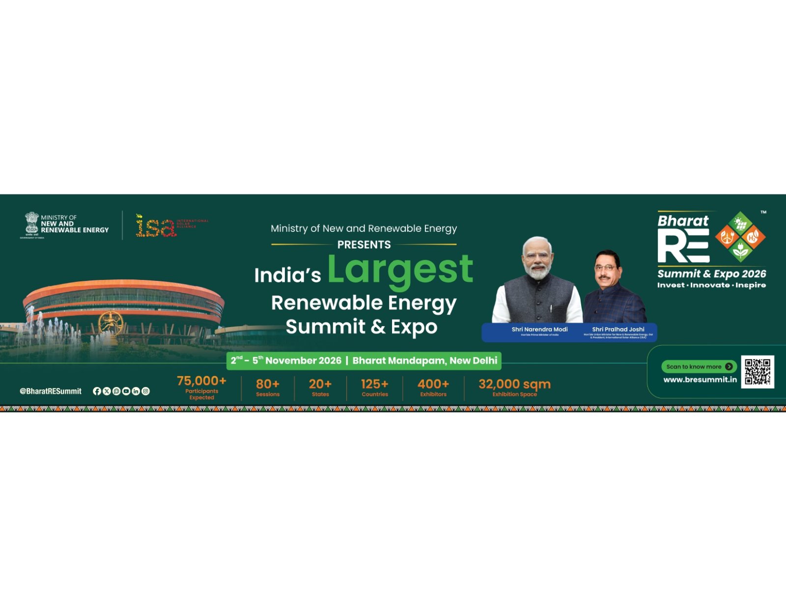 Bharat Renewable Energy Summit and Expo (BRESE) 2026, 2-5 November 2026 in New Delhi, India