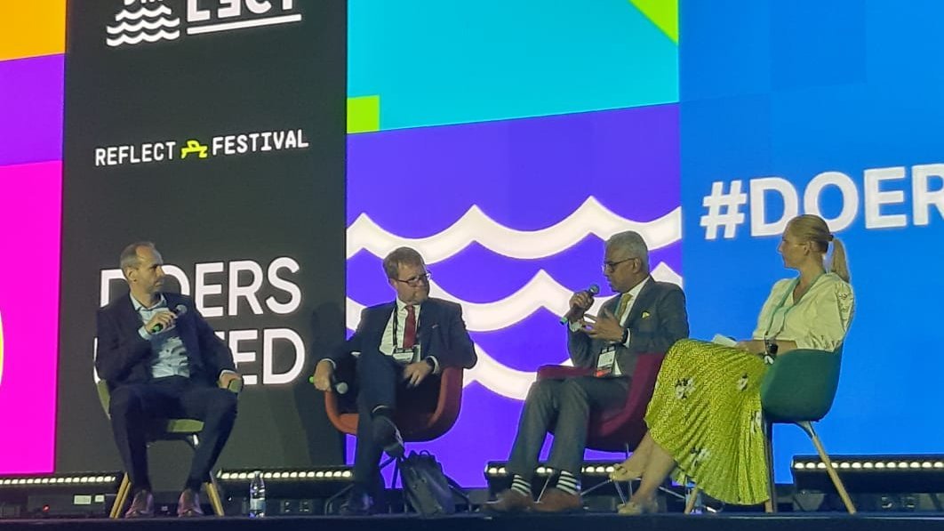 High Commissioner Mr. Manish inaugurated Reflect Festival 2024 in Limassol on May 30. He interacted with Indian startups and highlighted India's path to a $30 trillion economy by 2047. Spoke on 'Geo-arbitrage,' and at the Economic Diplomacy Brunch emphasized #NewIndia's growth story & startup & innovation ecosystem, which is fueling India’s growth.